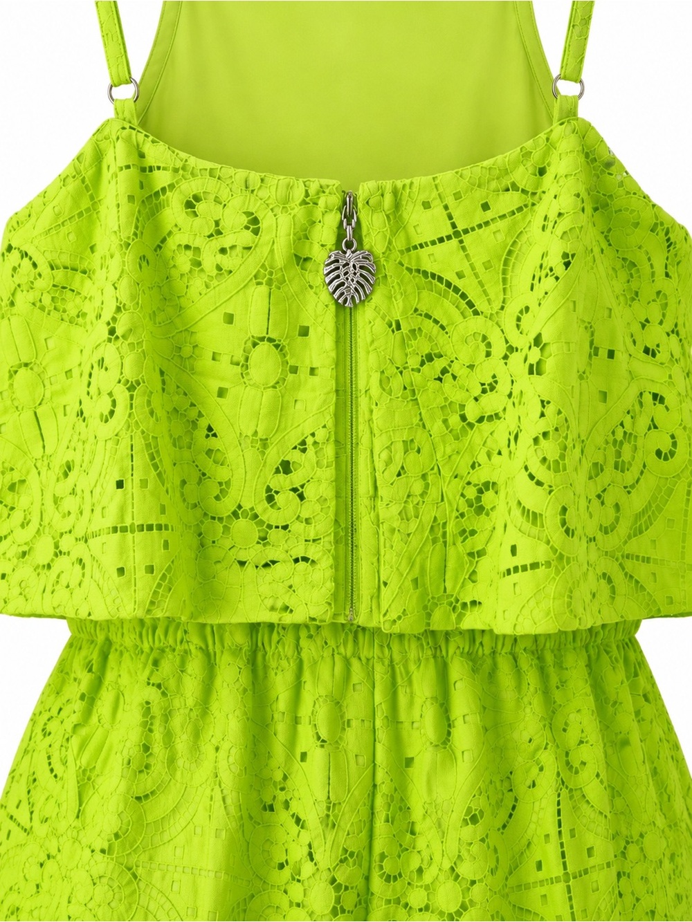 $188 Lilly Pulitzer Lime Tic Tac Tile Lace Celyn Romper 4 23446 - Picture 2 of 5